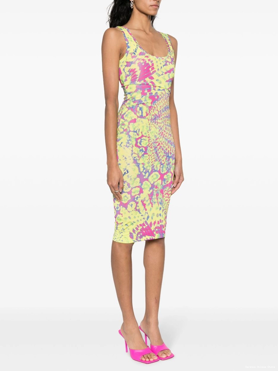 Cheap Versace sleeveless Women dress Jeans Couture abstract-print 0628